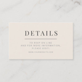Minimalist Wedding Details Card Soft Beige Begleitkarte