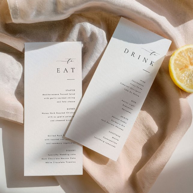Minimalist Wedding Dinner and Drink Menu Menükarte (Von Creator hochgeladen)