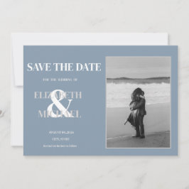 Minimalist Wedding Dusty Blue Photo Save The Date