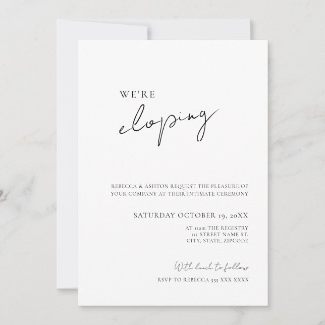 Minimalist Wedding Elopement Invitation Einladung (Vorderseite)