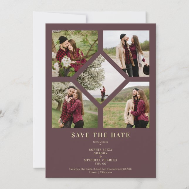 Minimalist Wedding Fancy 5 Photos Collage  (Vorderseite)