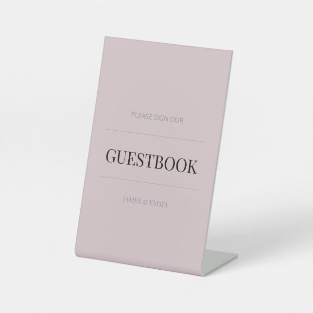 Minimalist Wedding Guest Book Dusky Rose Sockelschild (Vorderseite)