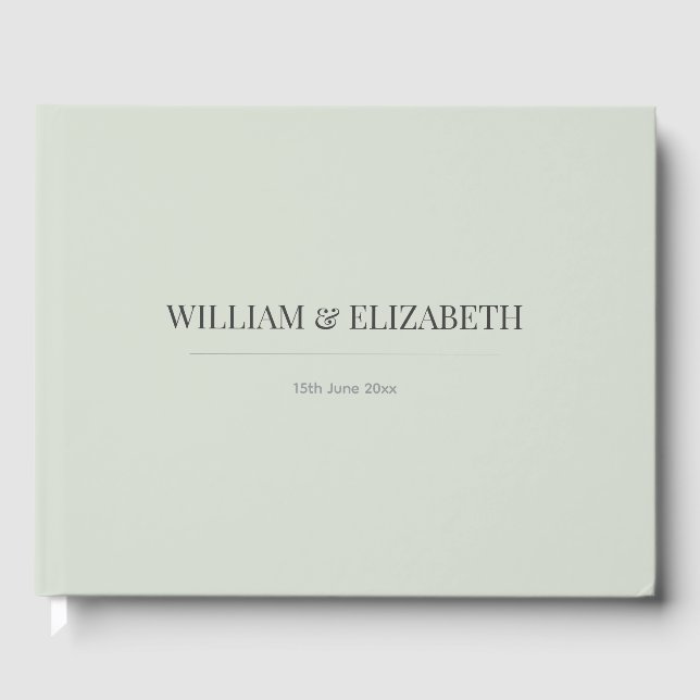 Minimalist Wedding Guest Book | Pale Sage Green Gästebuch (Vorderseite)