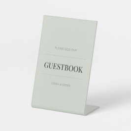 Minimalist Wedding Guest Book Pale Sage Green Sockelschild