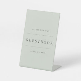 Minimalist Wedding Guest Book Pale Sage Sockelschild