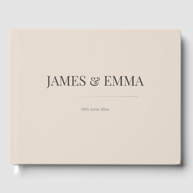Minimalist Wedding Guest Book Soft Latte Gästebuch (Vorderseite)