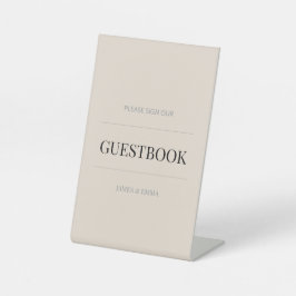 Minimalist Wedding Guest Book Soft Latte Sockelschild