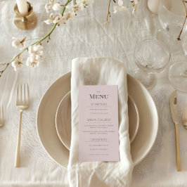 Minimalist Wedding Menu Dusky Rose Menükarte