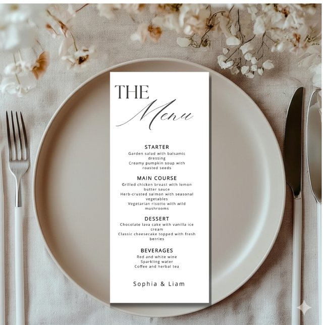 Minimalist Wedding Menu with Modern Calligraphy (Créateur téléchargé)