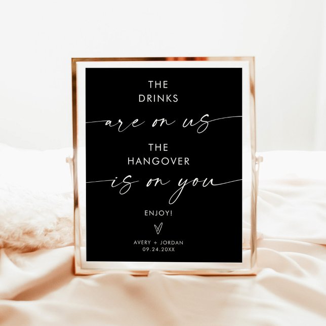 Minimalist Wedding Open Bar Sign, Black Modern Bar Poster (Von Creator hochgeladen)