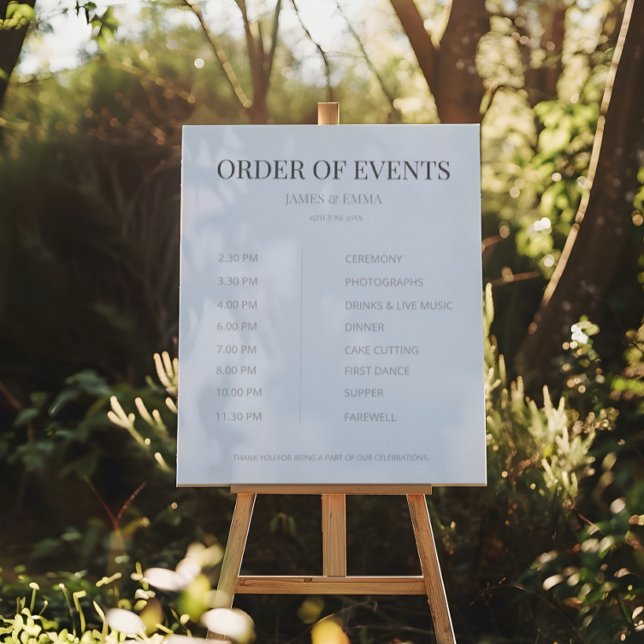 Minimalist Wedding Order of Events Dusky Blue Poster (Von Creator hochgeladen)