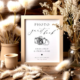 Minimalist Wedding Photo Guest Book Sign Poster