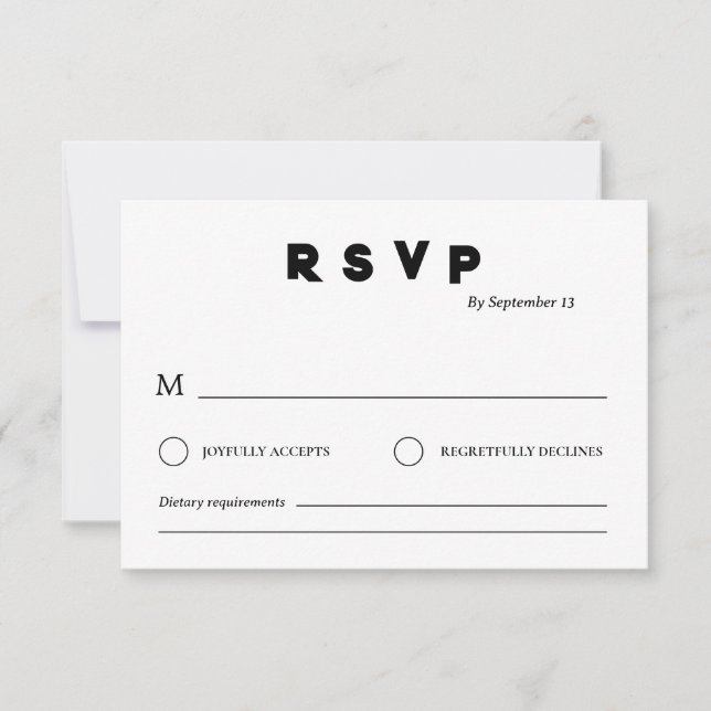 Minimalist Wedding RSVP Card | Simple Black &White Einladung (Vorderseite)