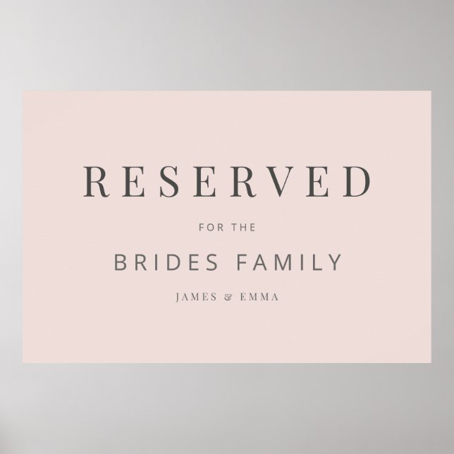 Minimalist Wedding Sign Warm Blush Poster (Vorne)