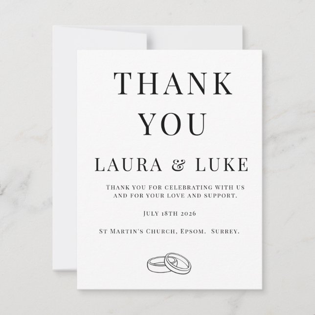 Minimalist Wedding Thank You Card | Editable Dankeskarte (Vorderseite)