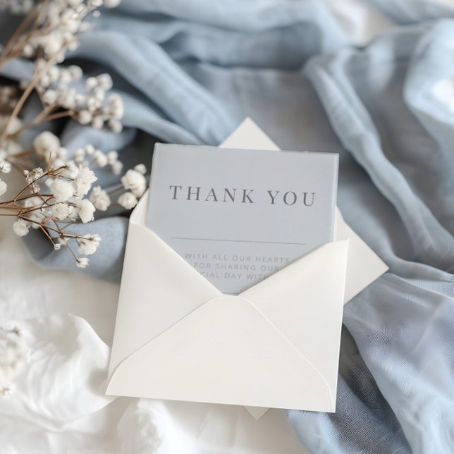 Minimalist Wedding Thank You Dusky Blue Dankeskarte (Von Creator hochgeladen)