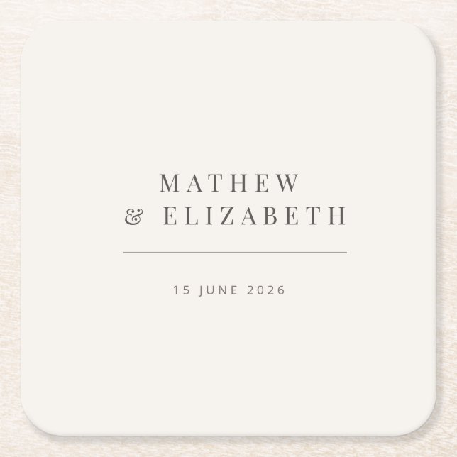 Minimalist Wedding  | Warm White Rechteckiger Pappuntersetzer (Vorderseite)