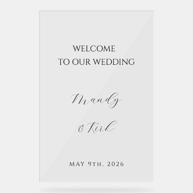 Minimalist Wedding Welcome Sign | Custom Modern  Acrylschild (Vorderseite)