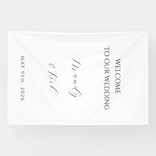 Minimalist Wedding Welcome Sign | Custom Modern  Banner (Horizontal)