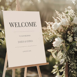 Minimalist Wedding Welcome Sign Soft Latte Poster