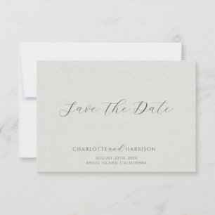Minimalist Weiß Faux Leinen Save The Date