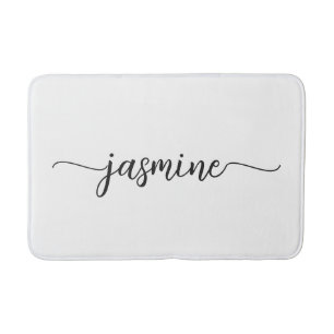 Minimalist Weiß Feminines Monogramm Namensschriftz Badematte