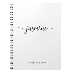 Minimalist Weiß Mädchen Monogramm Namensschriftzug Notizblock