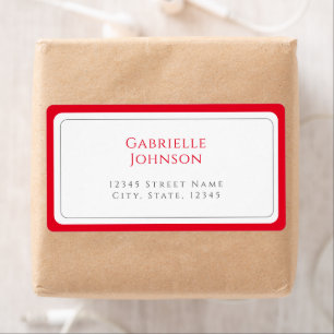 Minimalist Weiß und Kirschrot Rücksendeadresse