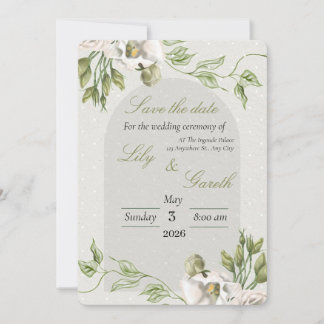 Minimalist weißer gepunkteter Grünton 'Save The Da Save The Date