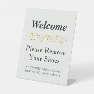 Minimalist weißer Marmor - Schuhe ausziehen WiFi Sockelschild