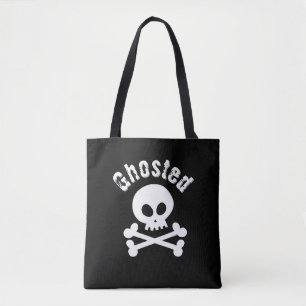 Minimalist weißer Totenkopf Ghosted Lustiger dunkl Tasche