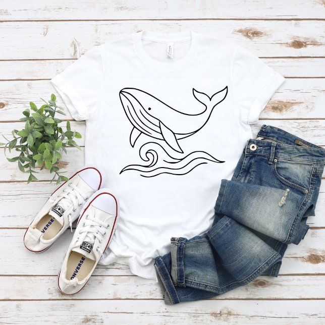 Minimalist Whale Line Art – Ocean Animal  T-Shirt (Von Creator hochgeladen)