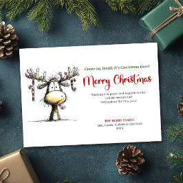 Minimalist Whimsical Reindeer Greeting Card Feiertagskarte