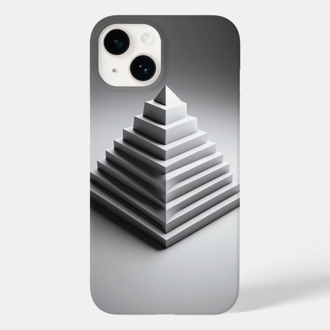 Minimalist White 3D Pyramid Phone Case - Modern  (Rückseite)