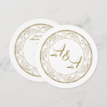 Minimalist White and Gold Wedding Invitation