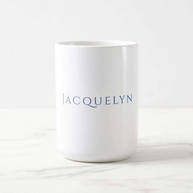 Minimalist White Blue Plain Elegant Modern Name Kaffeetasse (Mittel)