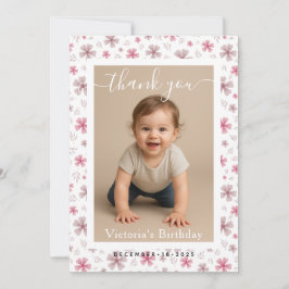 Minimalist White Border Birthday Party Photo Mitteilungskarte
