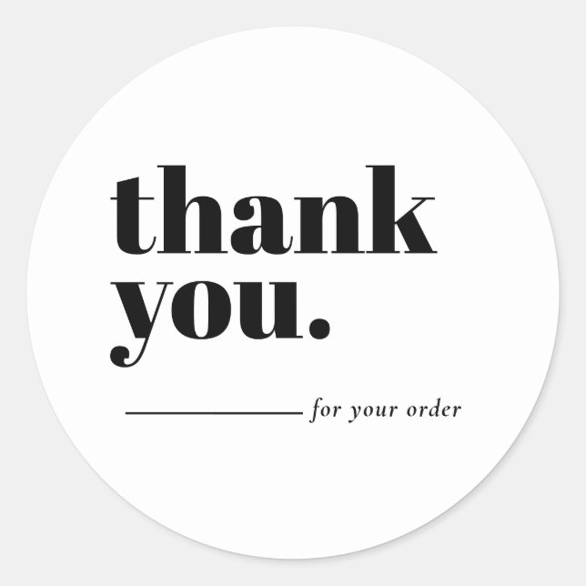 Minimalist White Business Customer Thank You Runder Aufkleber (Vorderseite)