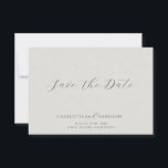 Minimalist White Faux Linen Save The Date<br><div class="desc">Minimalist white faux linen wedding save the date featuring elegant script typography on a soft linen textured background for a refined and timeless announcement. This understated design highlights the couple’s names with graceful calligraphy and classic lettering, creating a calm and sophisticated aesthetic that works beautifully for modern weddings, coastal celebrations,...</div>