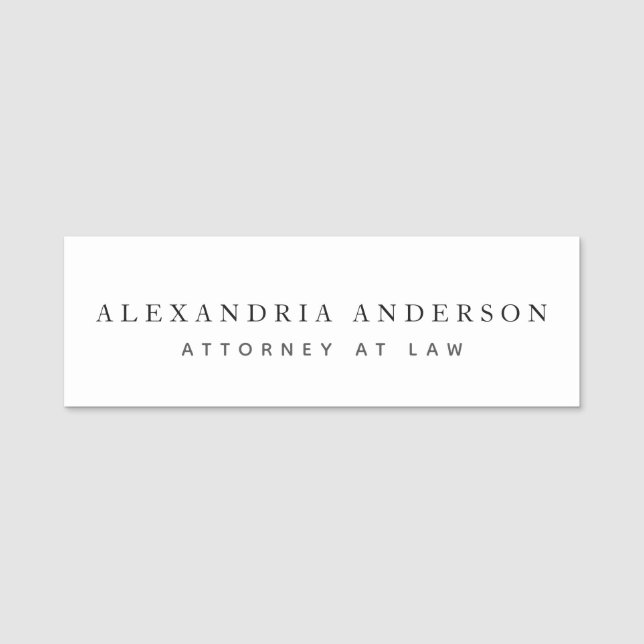 Minimalist White Lawyer Professional Namensschild (Vorderseite)