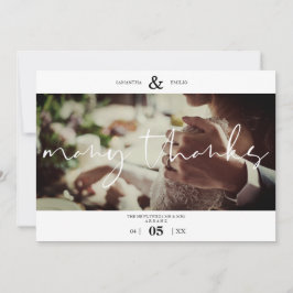 Minimalist White Many Thanks Photo Couple Wedding