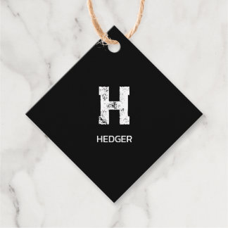 MINIMALIST WHITE ONE LETTER MONOGRAM NAME BLACK GESCHENKANHÄNGER