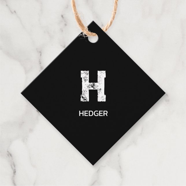 MINIMALIST WHITE ONE LETTER MONOGRAM NAME BLACK GESCHENKANHÄNGER (Vorderseite)