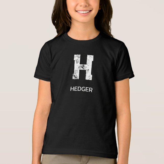 MINIMALIST WHITE ONE LETTER MONOGRAM NAME BLACK Tri-Blend SHIRT (Vorderseite)