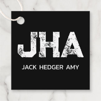 MINIMALIST WHITE THREE LETTER MONOGRAM NAME BLACK GESCHENKANHÄNGER