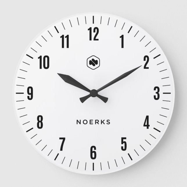 Minimalist White Wall Clock Große Wanduhr (Vorderseite)