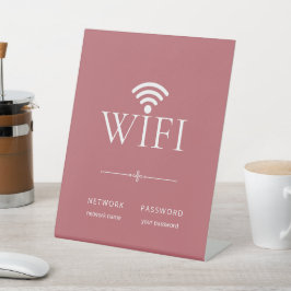 Minimalist Wifi Network Password Sign Dusty Pink Sockelschild