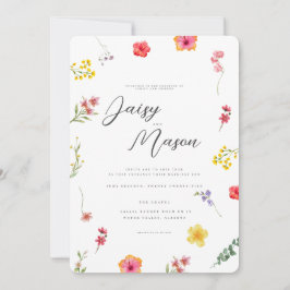 Minimalist Wildflower Botanical Wedding with photo Einladung