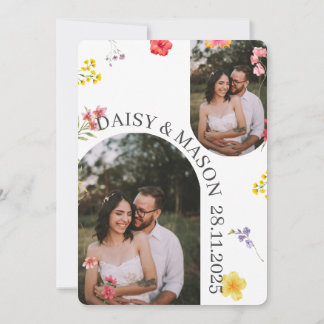 Minimalist Wildflower Botanical Wedding with photo Einladung