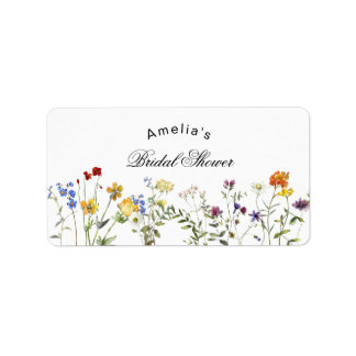 Minimalist Wildflower Bridal Shower Adressaufkleber